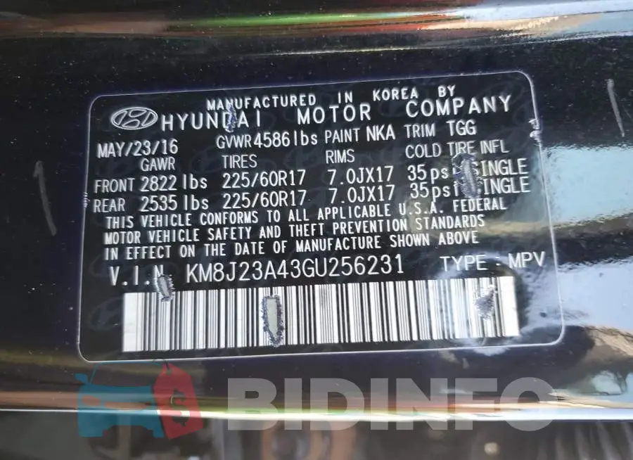KM8J23A43GU256231 Photo# 10