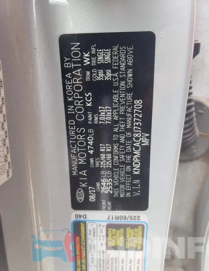 KNDPMCAC8J7372708 Photo# 10