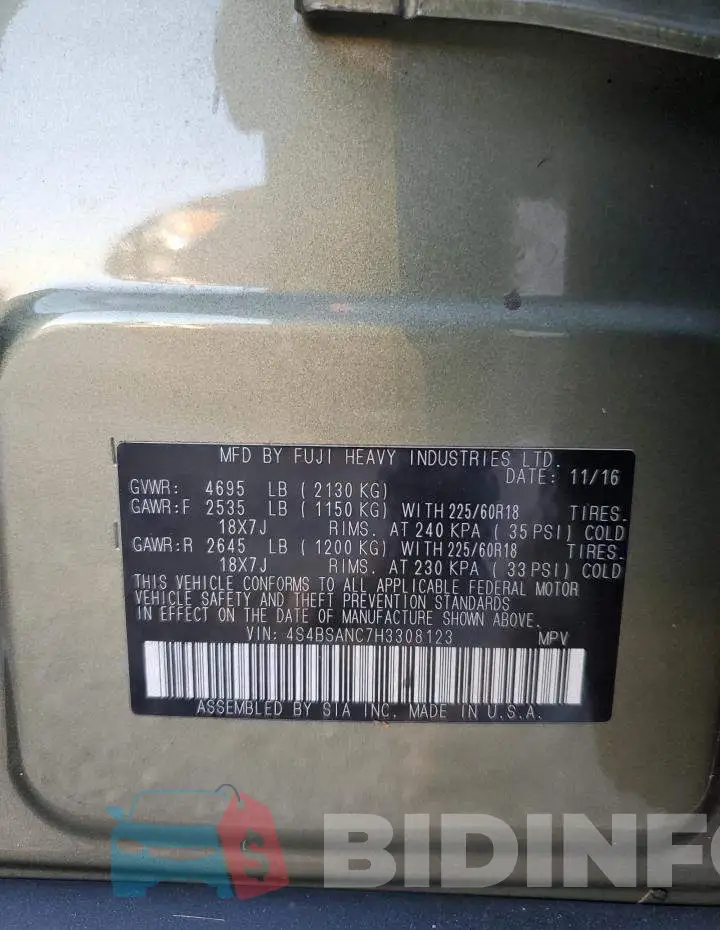 4S4BSANC7H3308123 Photo# 10