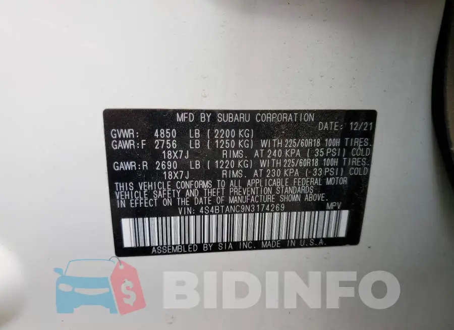 4S4BTANC9N3174269 Photo# 10