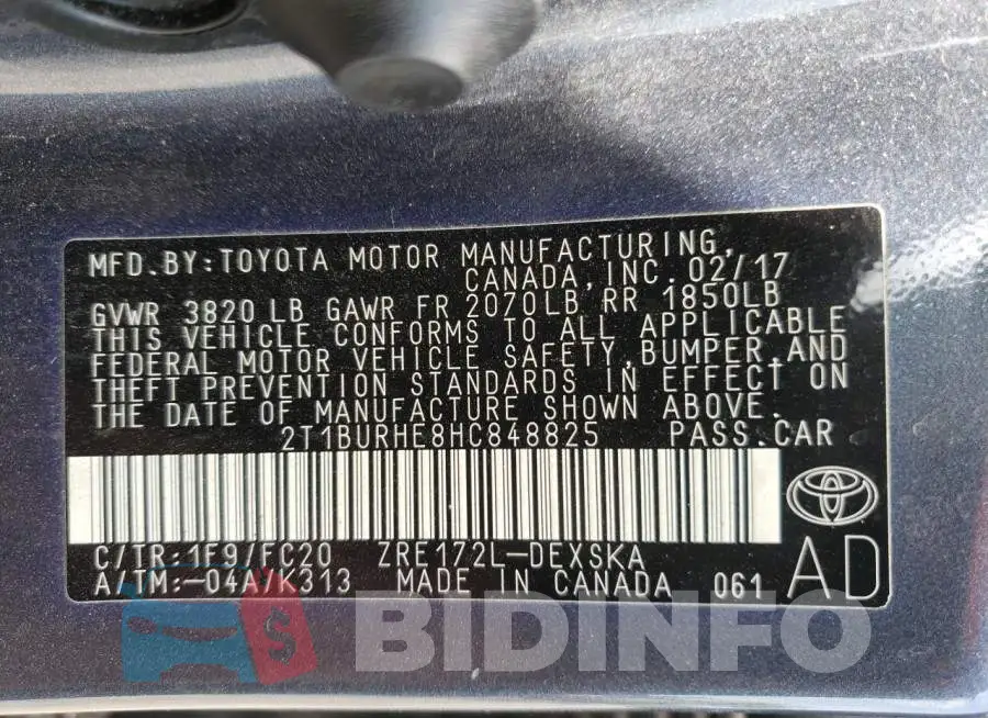 2T1BURHE8HC848825 Photo# 10