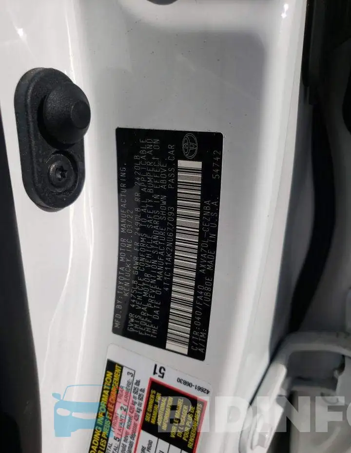 4T1C11AK2NU677093 Photo# 10