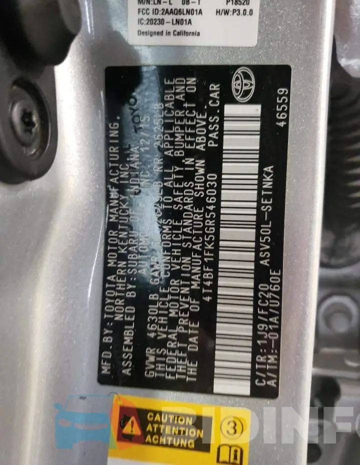 4T4BF1FK5GR546030 Photo# 10