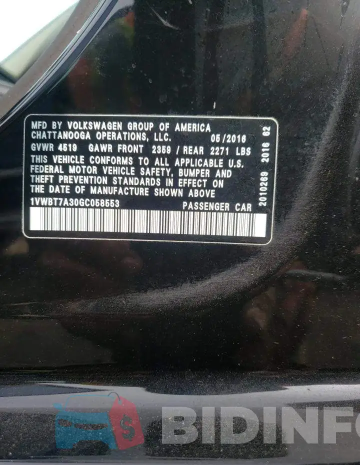 1VWBT7A30GC058553 Photo# 10