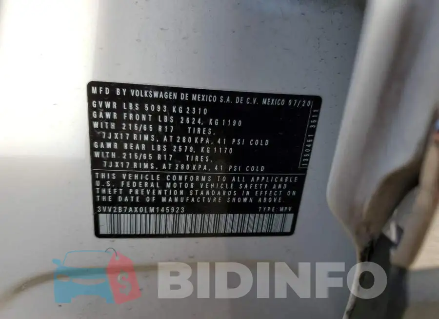 3VV2B7AX0LM145923 Photo# 10