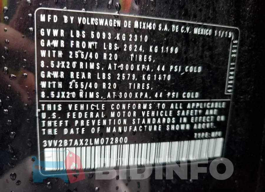 3VV2B7AX2LM072800 Photo# 10