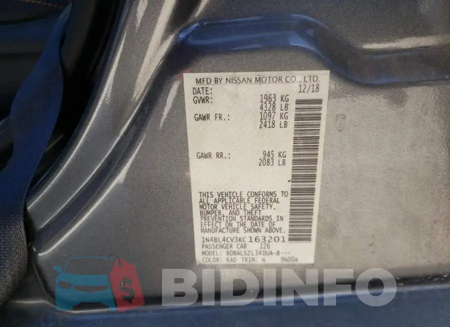 1N4BL4CV3KC163201 Photo# 10