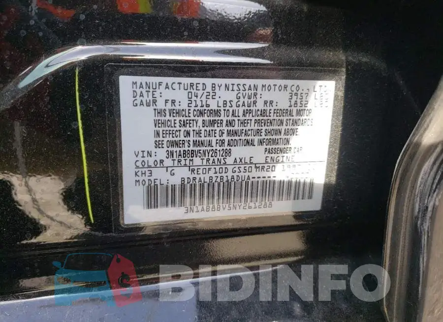 3N1AB8BV5NY261288 Photo# 10