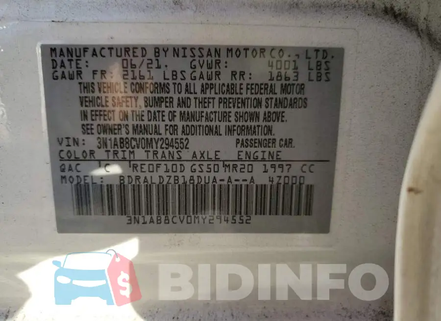 3N1AB8CV0MY294552 Photo# 10