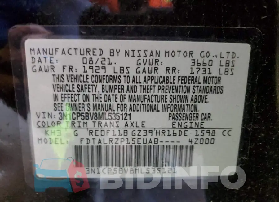 3N1CP5BV8ML535121 Photo# 10