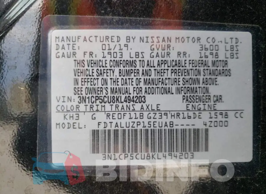 3N1CP5CU8KL494203 Photo# 10