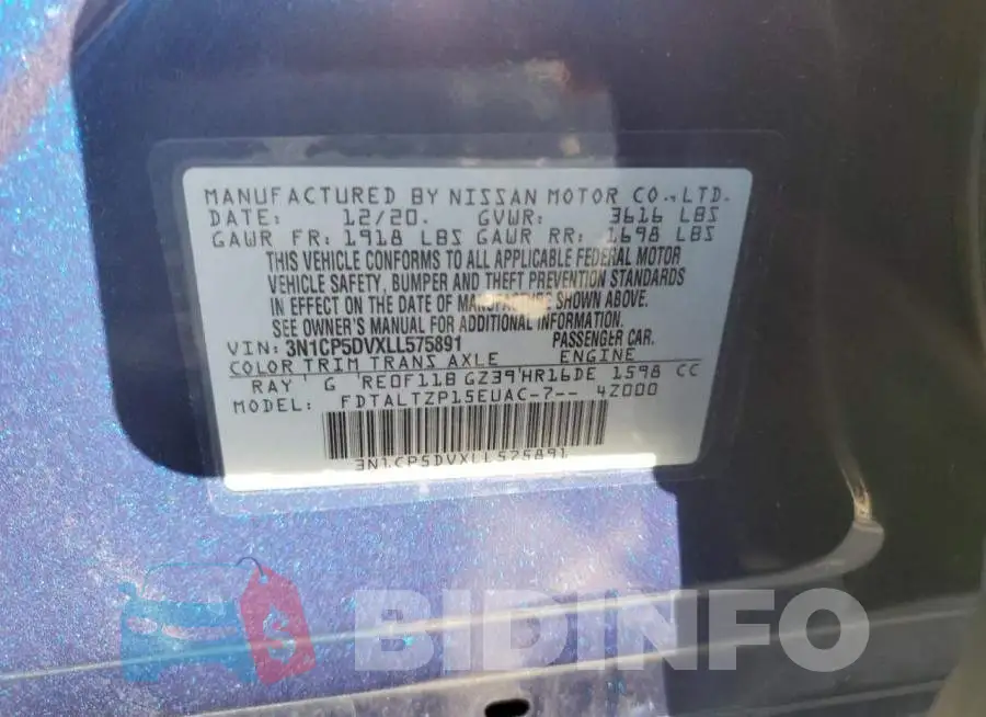 3N1CP5DVXLL575891 Photo# 10