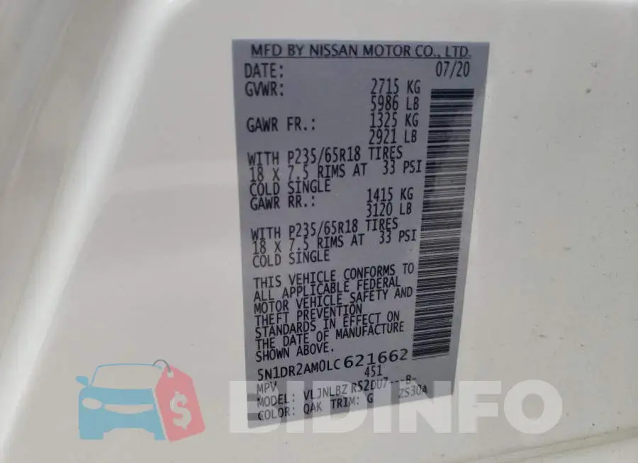 5N1DR2AM0LC621662 Photo# 10