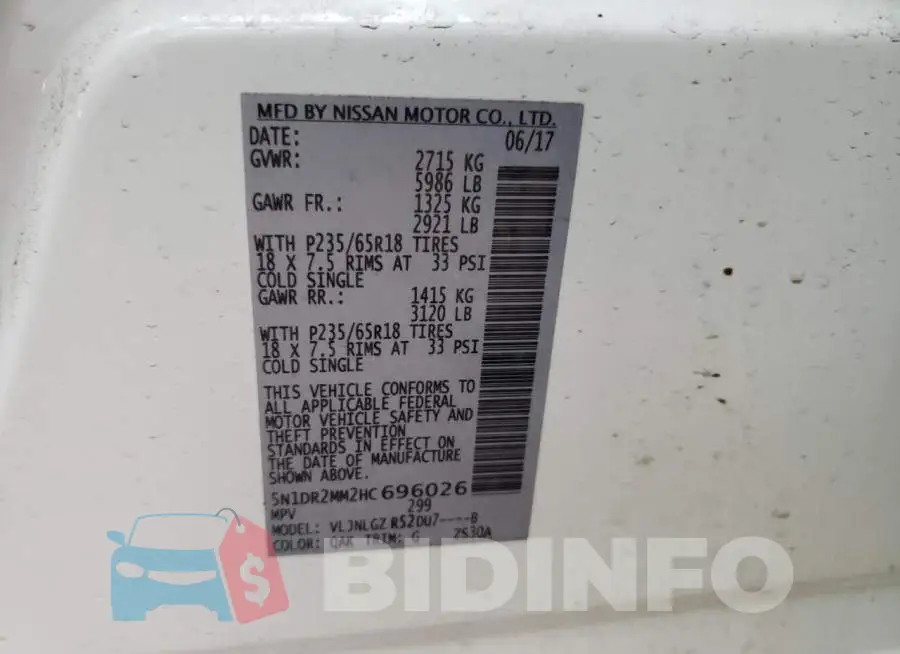5N1DR2MM2HC696026 Photo# 10