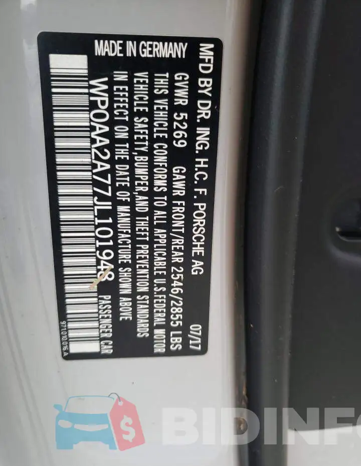 WP0AA2A77JL101948 Photo# 10