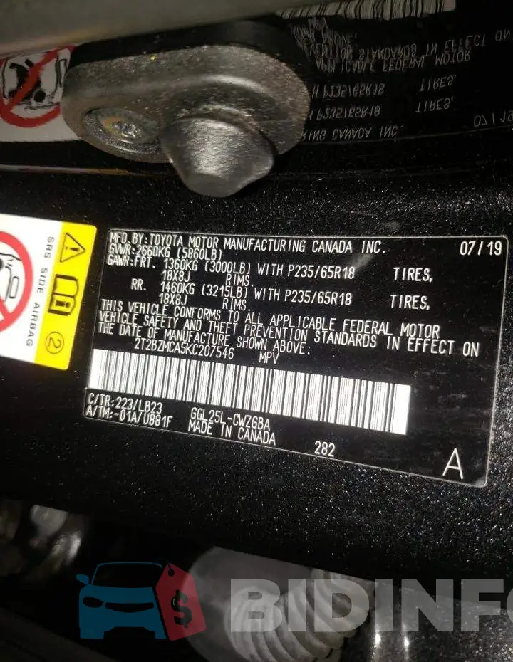 2T2BZMCA5KC207546 Photo# 10