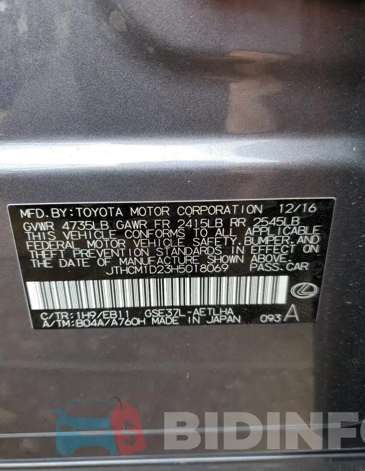 JTHCM1D23H5018069 Photo# 10