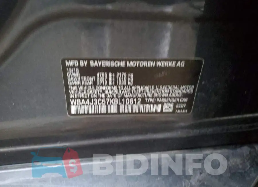 WBA4J3C57KBL10612 Photo# 10