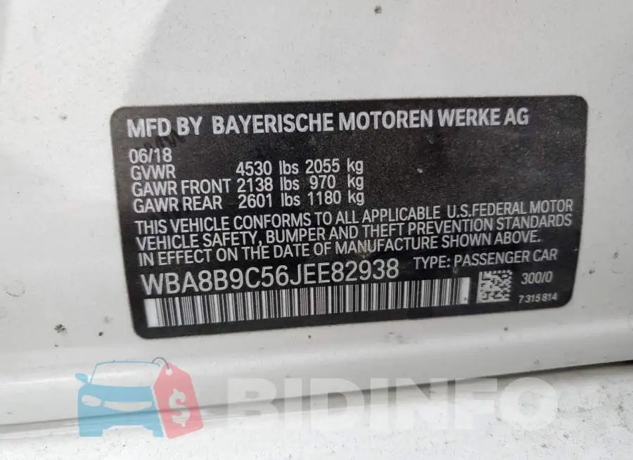 WBA8B9C56JEE82938 Photo# 10