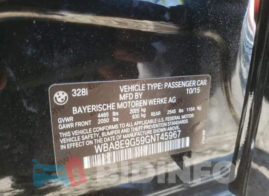 WBA8E9G59GNT45967 Photo# 10