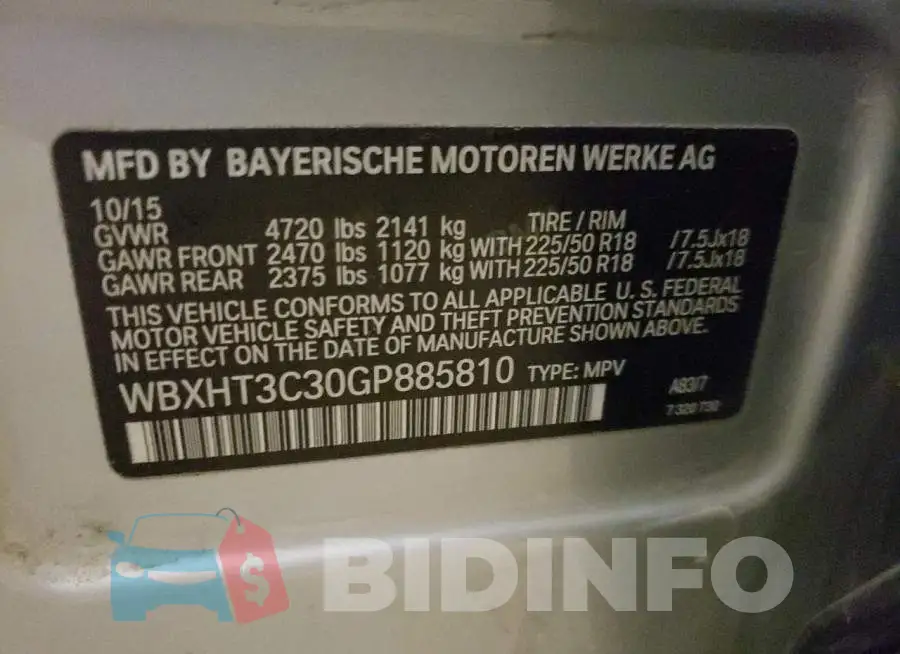 WBXHT3C30GP885810 Photo# 10