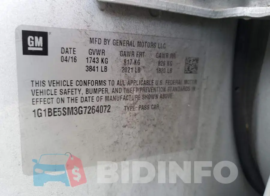 1G1BE5SM3G7264072 Photo# 10
