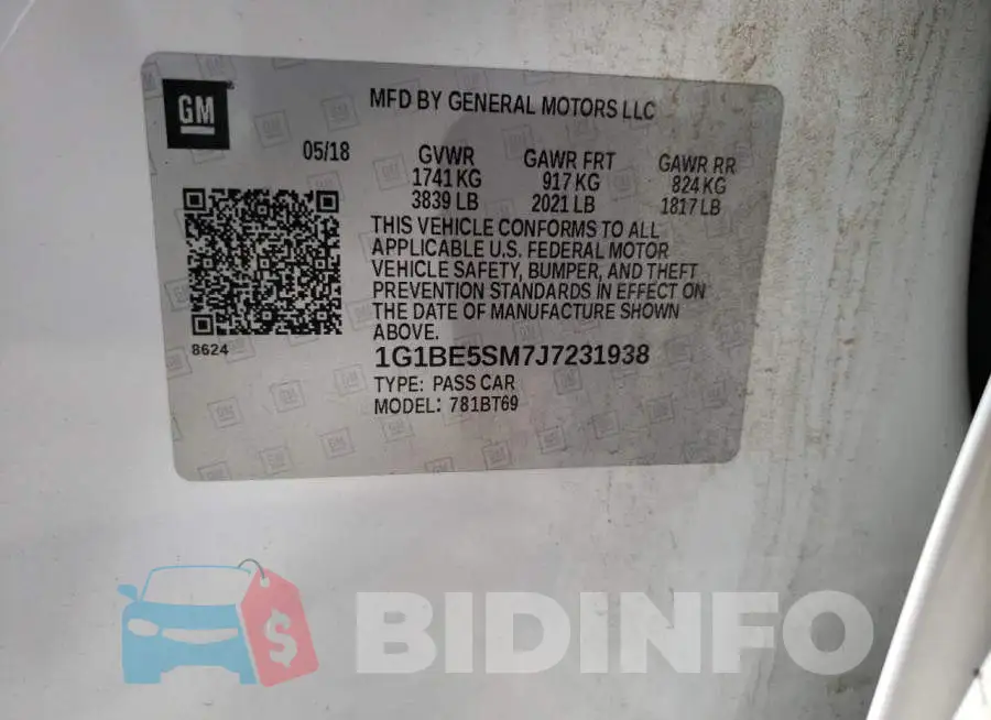1G1BE5SM7J7231938 Photo# 10