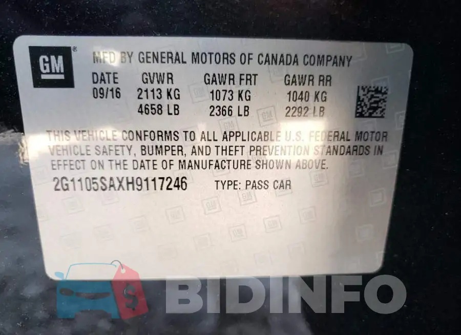 2G1105SAXH9117246 Photo# 10