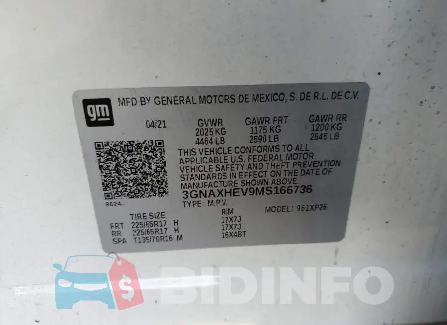 3GNAXHEV9MS166736 Photo# 10