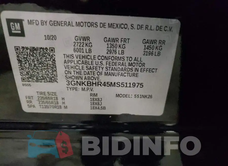 3GNKBHR45MS511975 Photo# 10