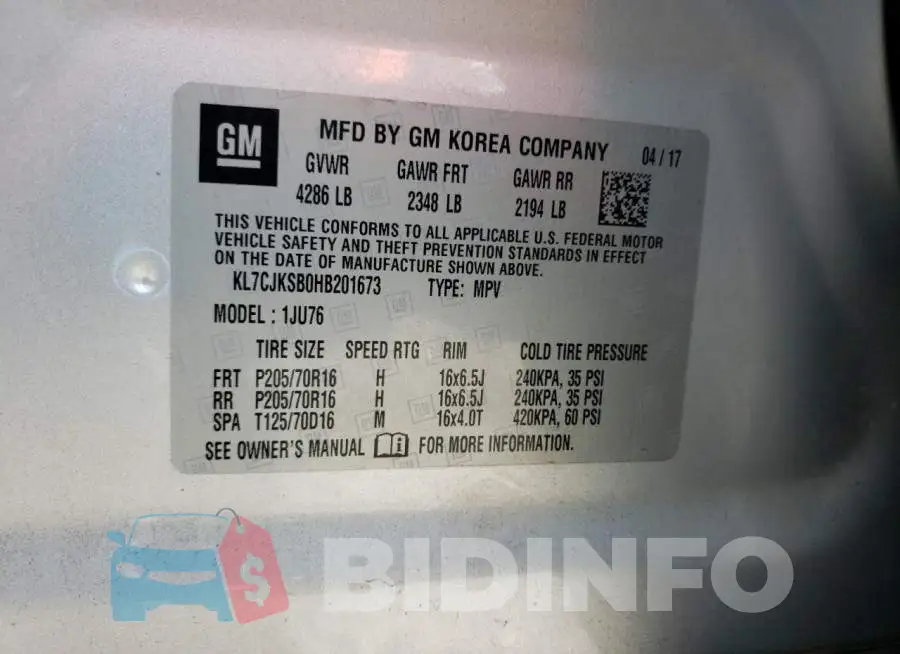 KL7CJKSB0HB201673 Photo# 10