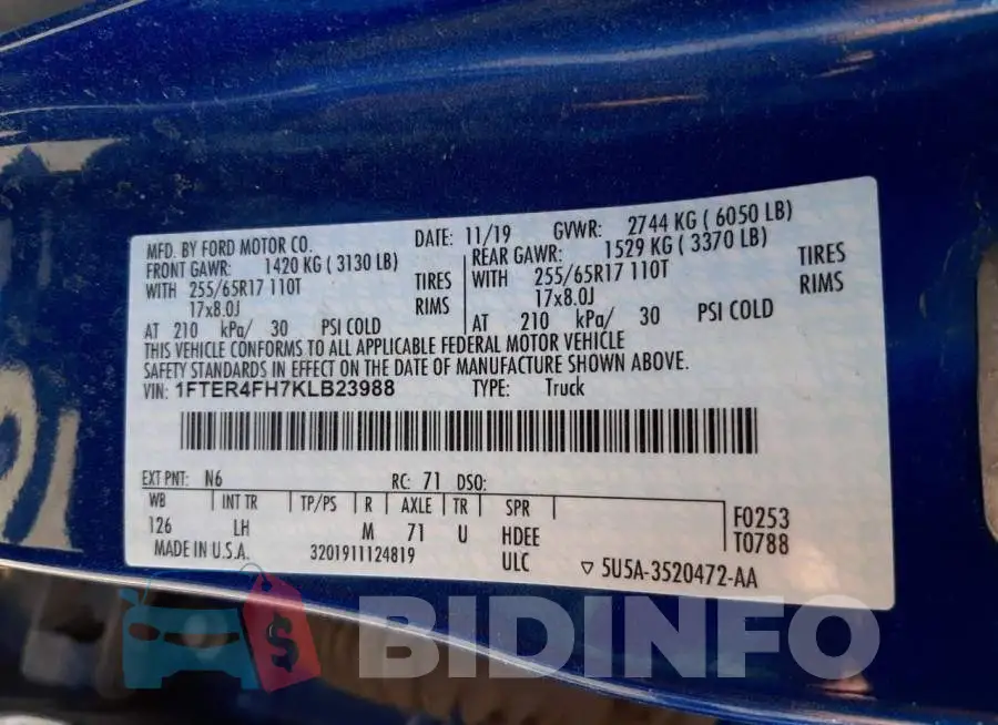 1FTER4FH7KLB23988 Photo# 10