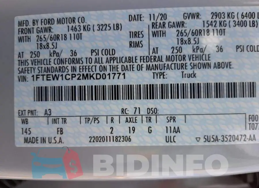 1FTEW1CP2MKD01771 Photo# 10