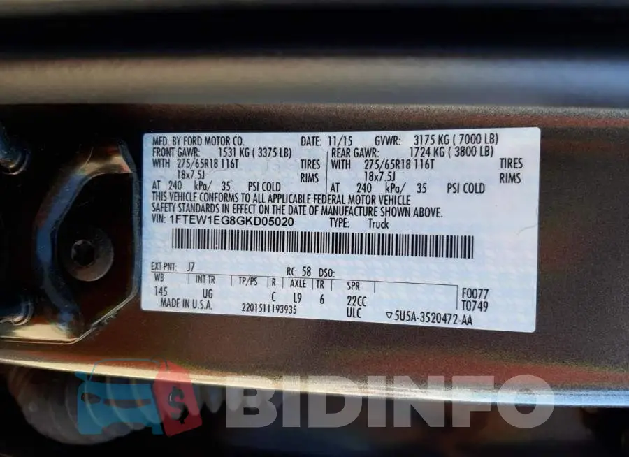 1FTEW1EG8GKD05020 Photo# 10