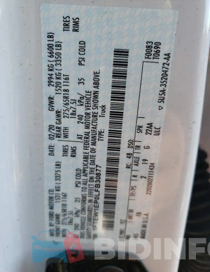 1FTEW1EP0LFB30877 Photo# 10