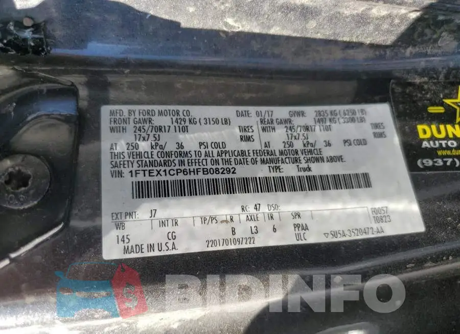 1FTEX1CP6HFB08292 Photo# 10