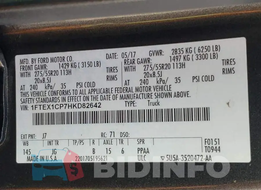 1FTEX1CP7HKD82642 Photo# 10