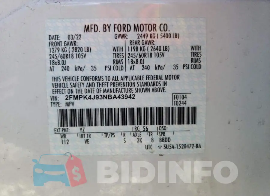 2FMPK4J93NBA43942 Photo# 10