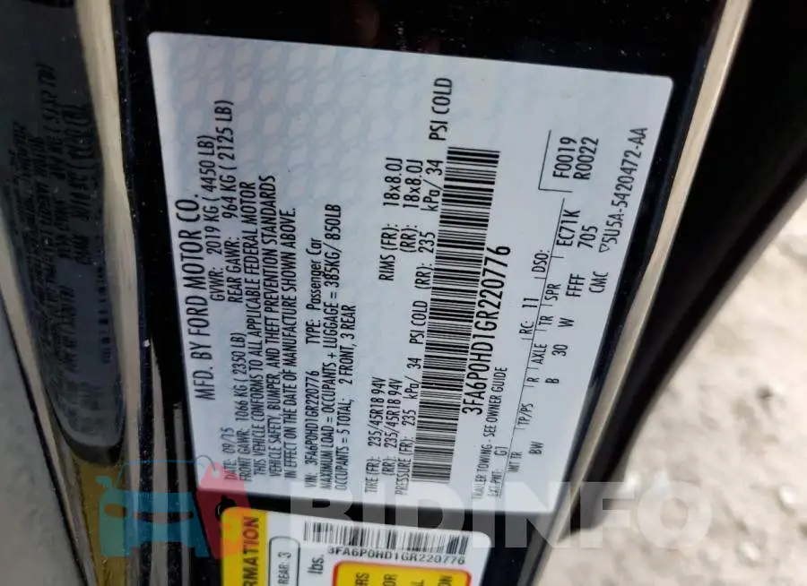 3FA6P0HD1GR220776 Photo# 10