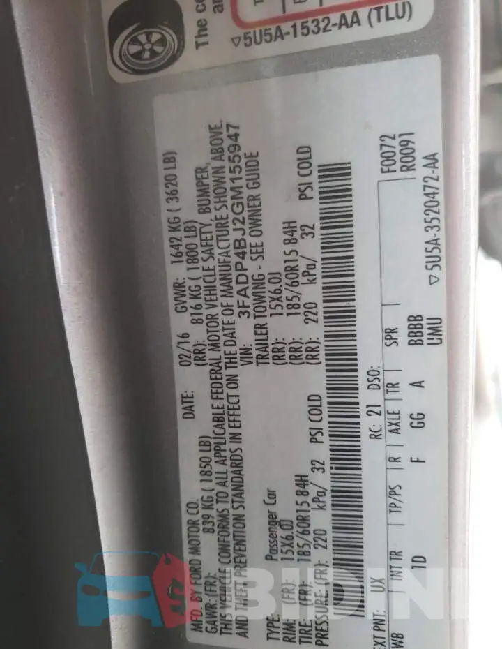3FADP4BJ2GM155947 Photo# 10