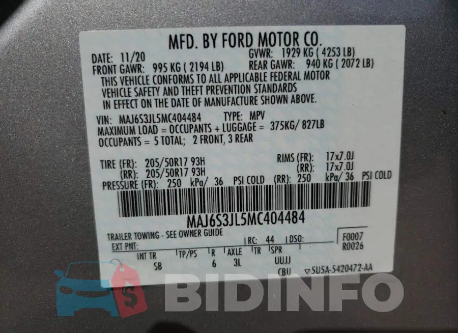 MAJ6S3JL5MC404484 Photo# 10