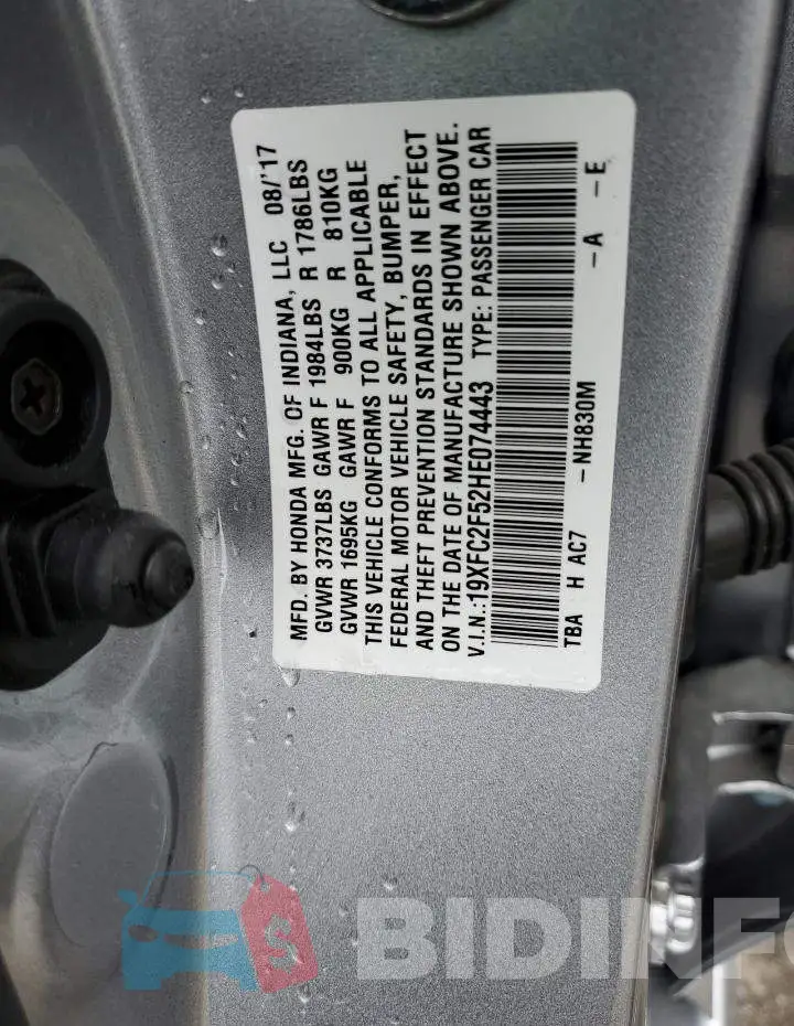 19XFC2F52HE074443 Photo# 10