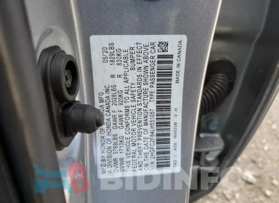 2HGFC2F84LH551057 Photo# 10