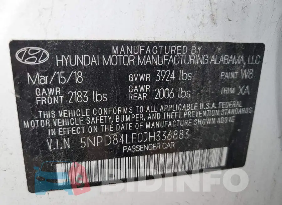 5NPD84LF0JH336883 Photo# 10