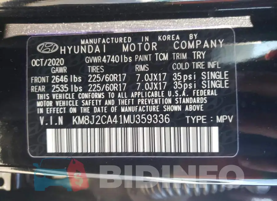 KM8J2CA41MU359336 Photo# 10