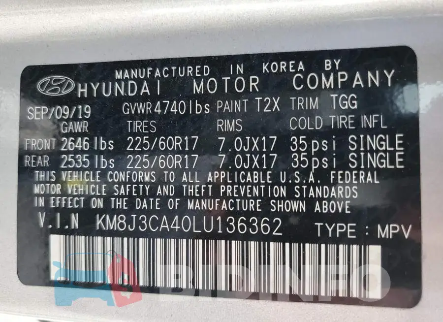 KM8J3CA40LU136362 Photo# 10
