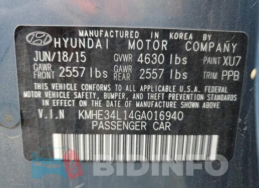 KMHE34L14GA016940 Photo# 10