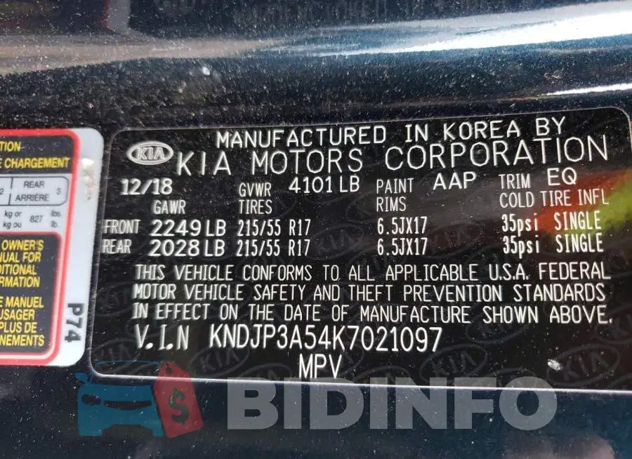 KNDJP3A54K7021097 Photo# 10