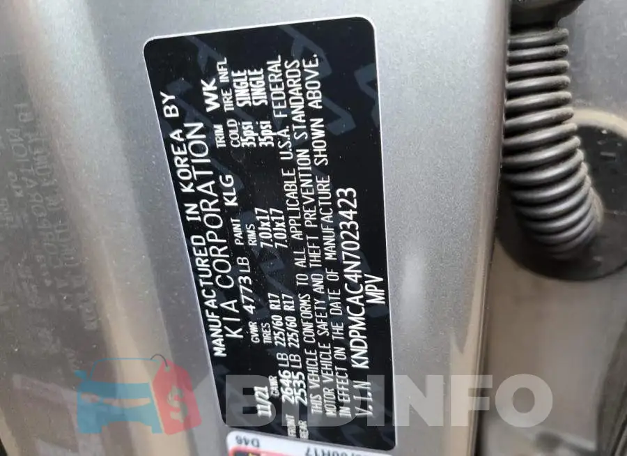 KNDPMCAC4N7023423 Photo# 10