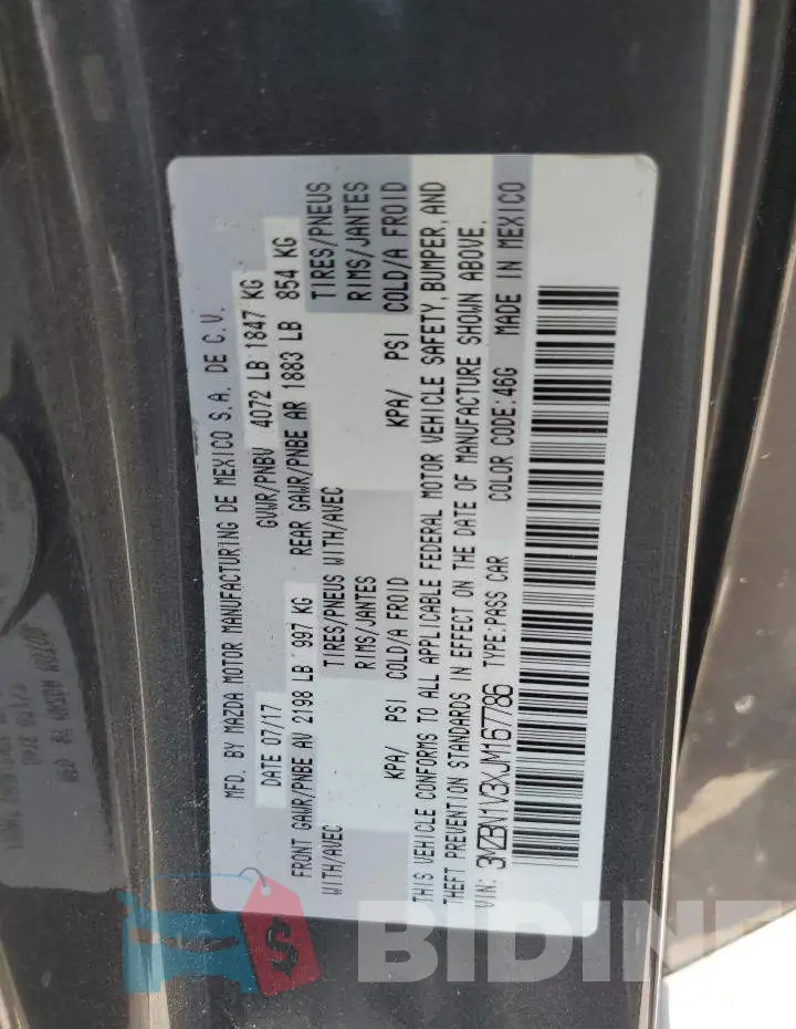 3MZBN1V3XJM167786 Photo# 10